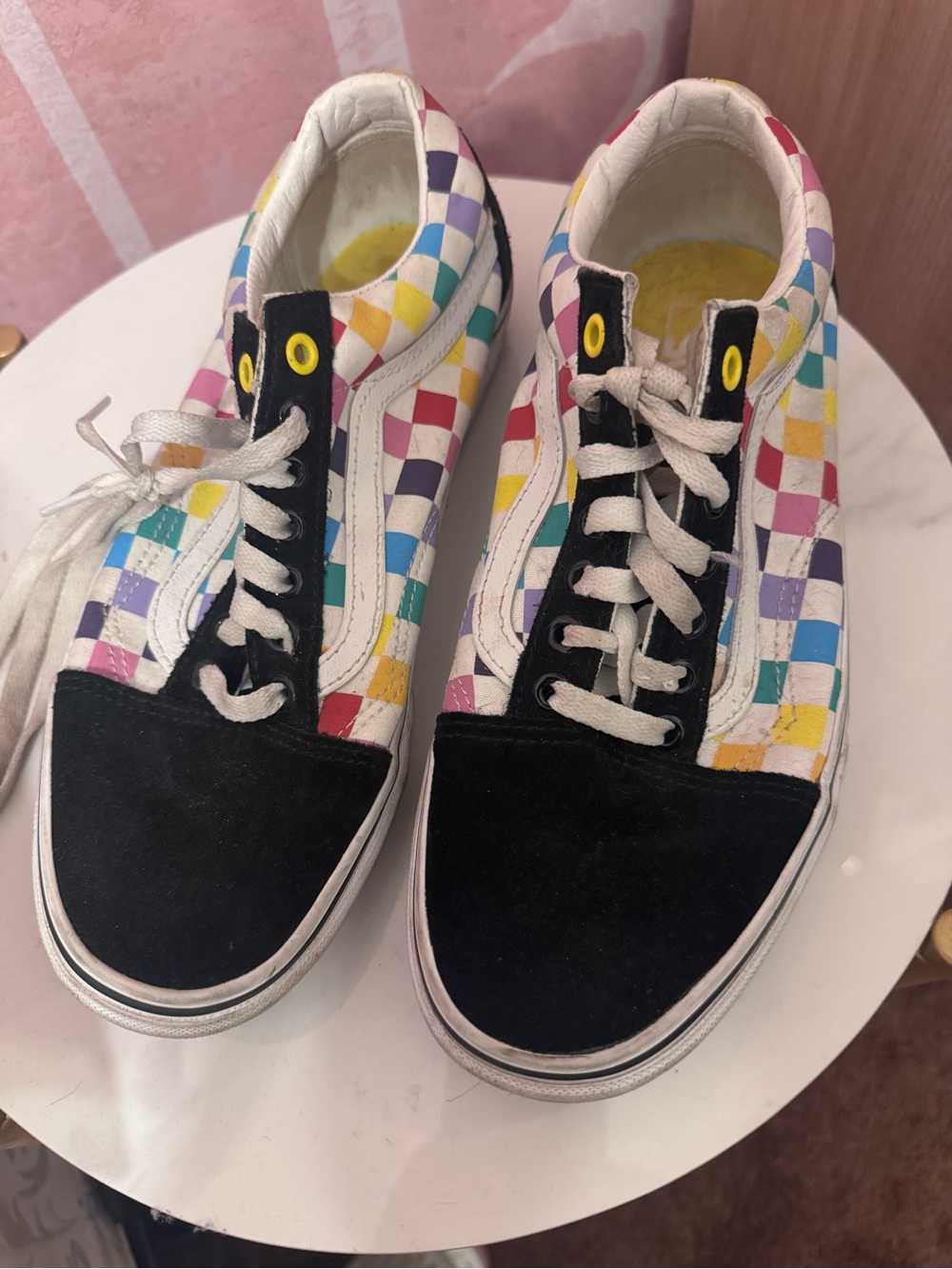 Vans Multicolor Checkerboard Low-Top Sneakers with Black Toe